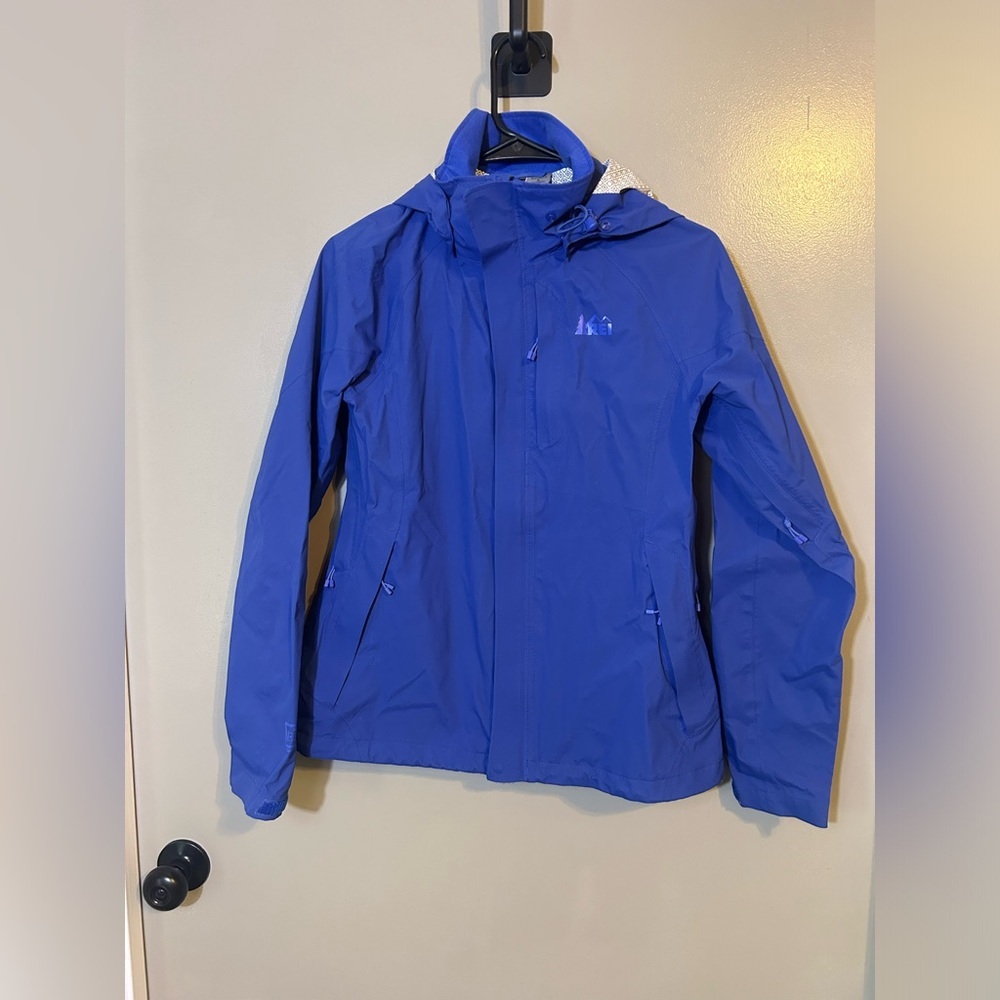 REI ei elements royal blue rain jacket size small
